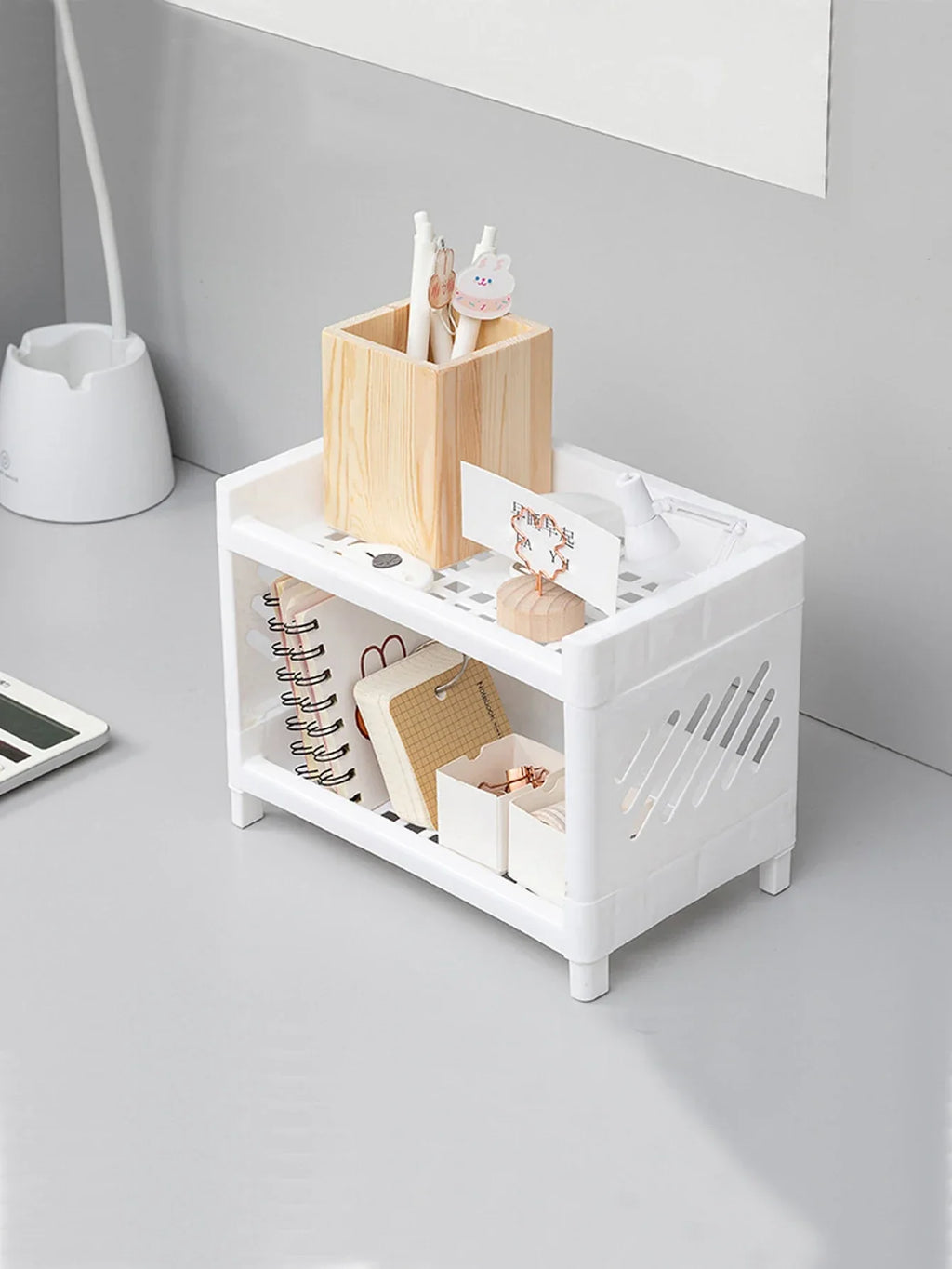 Double Layer Storage Rack for Desk Organization